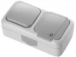 90555581 Palmiye Nemliyer Sıva Üstü Kombine Priz Gri Anahtar + Topraklı  Priz