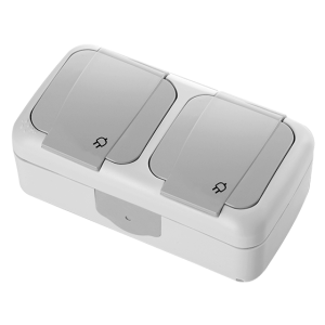 90555588 Palmiye Nemliyer Sıva Üstü Kombine Priz Gri Topraklı Priz + Topraklı Priz