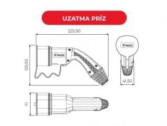 BEV-3020-1203 Kablolu Şarj Seti 3m 3x2.5mm2+1x0.75mm2 ttr 20A Monofaze 3,7 Şarj Seti kablosu
