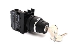 B101AA30 B Serisi Plastik 2NO (II-0-I) 60° Anahtarlı Kalıcı 0 Pozisyonunda Anahtarı Çıkan 22mm Buton