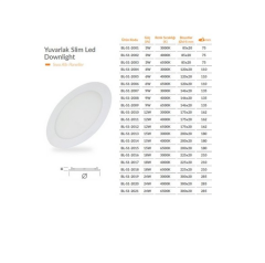 BL-S1-2012 YUVARLAK SLİM LED PANEL ARMATÜR 12W SIVA ALTI 6500K