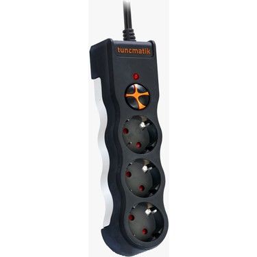 Tunçmatik TSK19010 3 lü Akım Korumalı Grup Priz 1.5 mt Kablolu Siyah