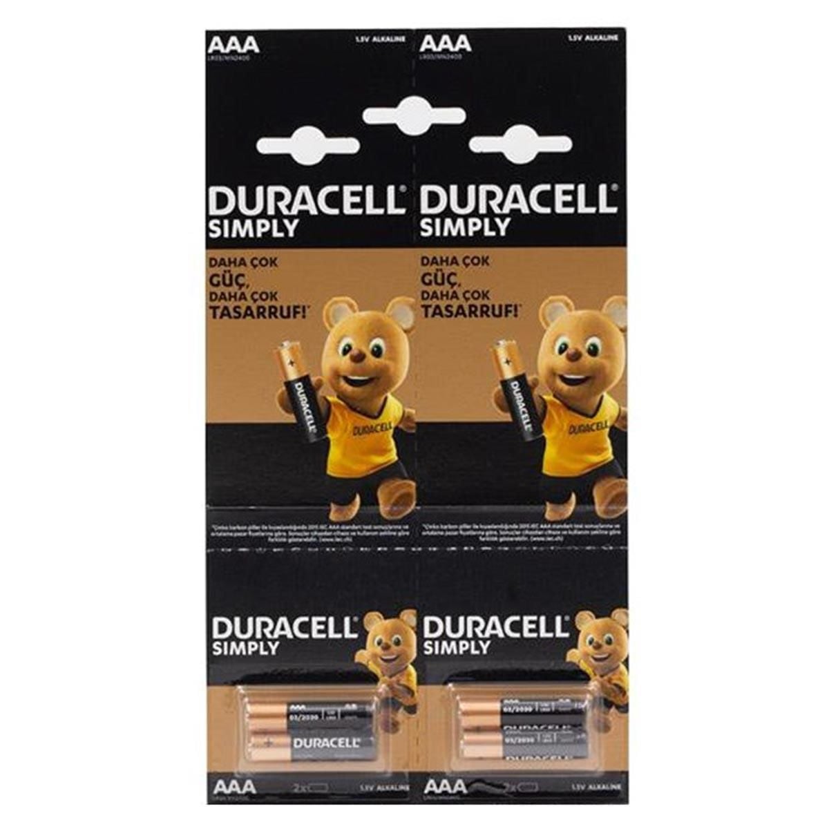 DURACELL SİMPLY LR3 AAA ALKALİN PİL 4' LÜ KARTELA