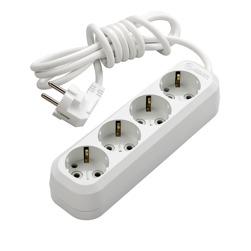 MGP352 EKO GRUP PRİZ DÖRTLÜ TOPRAKLI 2 MT KABLOLU BEYAZ