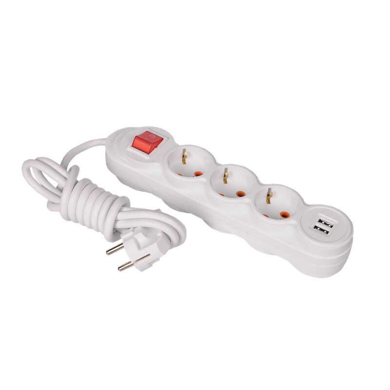 204987 BELEK ÇOCUK KORUMALI USB 3'LÜ 5 MT KABLOLU ANAHTARLI GRUP PRİZ