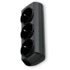 BR-1573-0 3'LÜ KABLOSUZ TOPRAKLI KLEMENSLİ GRUP PRİZ SİYAH