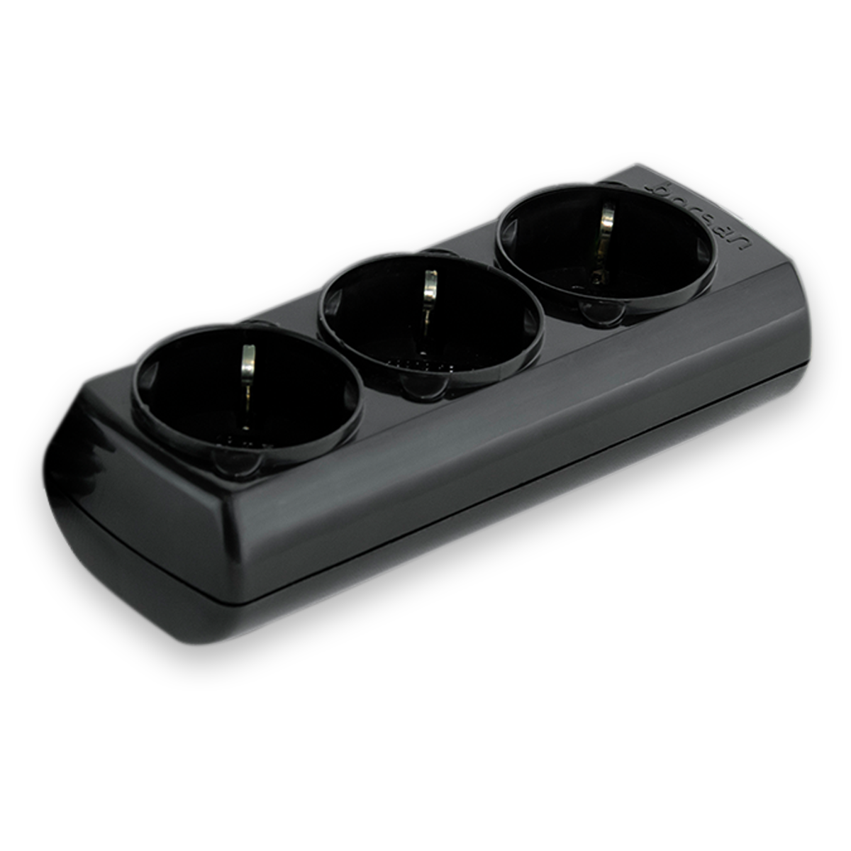 BR-1573-0 3'LÜ KABLOSUZ TOPRAKLI KLEMENSLİ GRUP PRİZ SİYAH