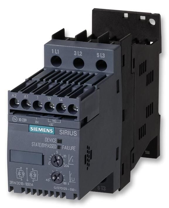3RW3018-1BB14 SİRİUS YUMUŞAK YOL VERİCİ S00 17.6 A, 7.5 KW/400 V,  200-480 V AC, 110-230 V AC/DC
