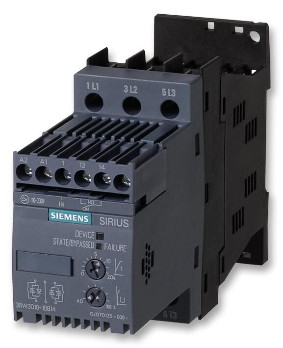 3RW4024-1BB04 Sirius Yumuşak Yol Verici  S0 12.5 A, 5.5 KW/400 V,  200-480 V AC, 24 V AC/DC